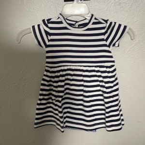 Navy and white striped dress with built in shorts.